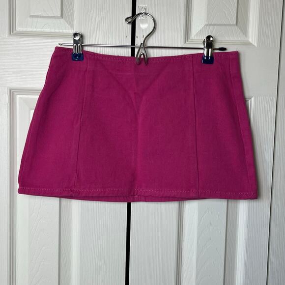 Pretty Little Thing Pink Micro Mini Denim Skirt Womens Size 4 - Picture 1 of 6